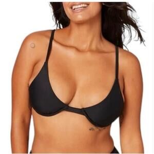 Andie Swim The Sicily Underwire Bikini‎ Top Black Lightly Padded Size L NEW